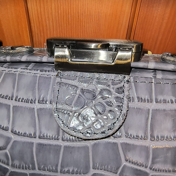 PATRICIA NASH Nela Satchel Grey Croc Embossed Leather Bag With Dust Bag EUC - Picture 3 of 8